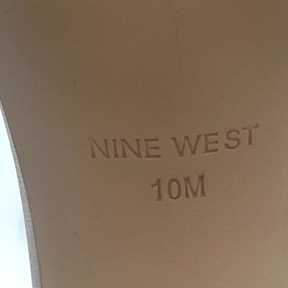 Nine West Womens Size 10 10M Pruce Nude Beige Leather Block Heels Sandals Shoes - Picture 13 of 15